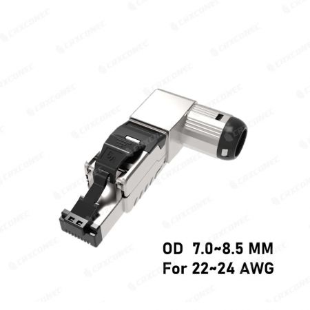 Component-Level Toolless RJ45 Connector for Cat7 and Cat6A (7.0-8.5MM) - Cat.6A STP angled termination plug 7.0-8.5mm